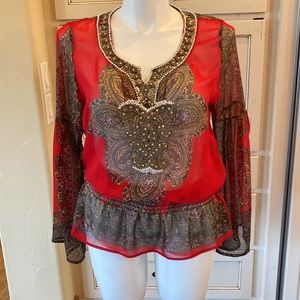 Sheer top with bead work